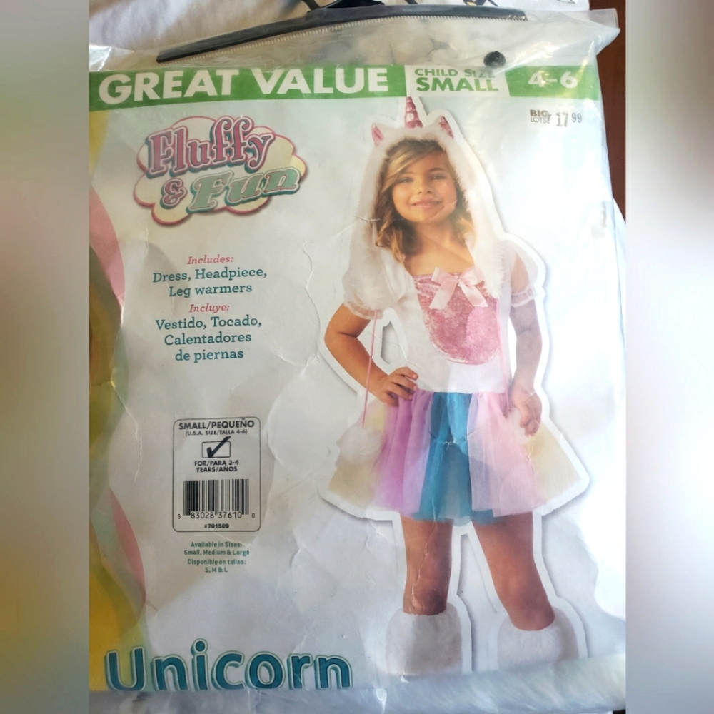 NWOT Unicorn Costume Child Size Small 4-6